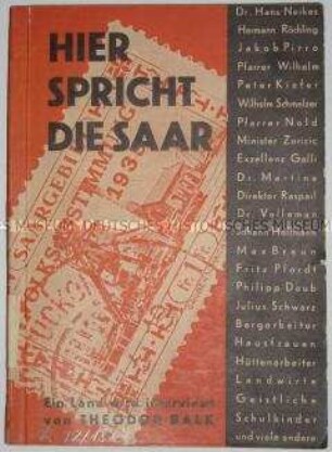 Schrift gegen die Eingliederung des Saarlandes ins Deutsche Reich