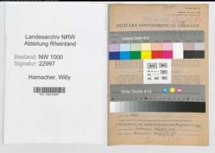 Entnazifizierung Willy Hamacher, geb. 24.09.1909 (Beamter)