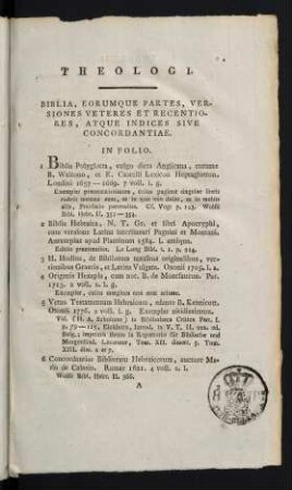 1-28, Biblia, Eorumque Partes, Versiones Veteres et Recentiores, Atque Indices Sive Concordantiae