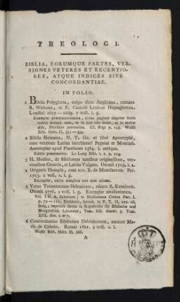 1-28, Biblia, Eorumque Partes, Versiones Veteres et Recentiores, Atque Indices Sive Concordantiae