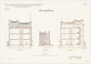 Königliches Materialprüfungsamt, Berlin-Lichterfelde: Hauptgebäude. Querschnitte 1:100