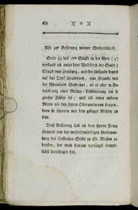 Also zur Besserung meiner Wochenschrift.