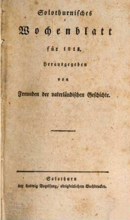 Solothurnisches Wochenblatt. 1818