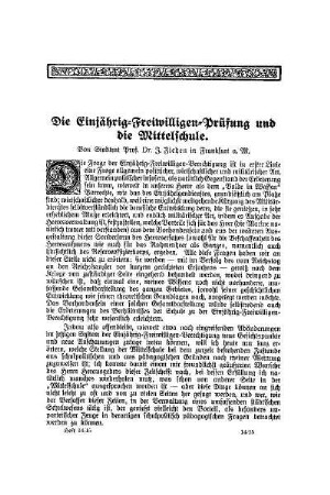 Die Einjährig-Freiwilligen-Prüfung und die Mittelschule
