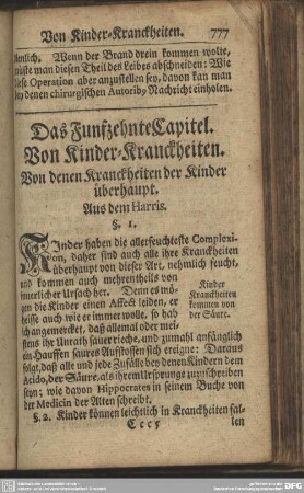 Das Funfzehnte Capitel. Von Kinder-Kranckheiten