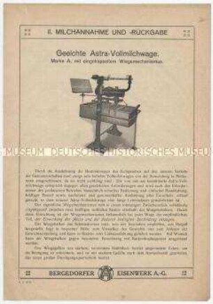 Geeichte Astra-Vollmilchwage.
