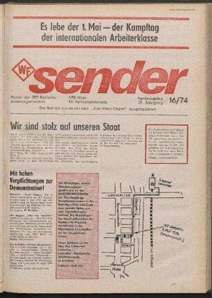 Betriebszeitung 'WF-Sender', Nr.16/1974 (4. Aprilausgabe 1974)