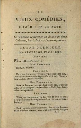 Le vieux comédien : comédie en un acte, en prose, ...