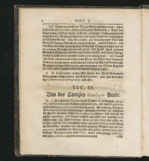 Tit. II. Von des Cantzley Directoris Ambt.