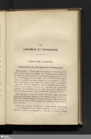XIII. Légumes et farinages
