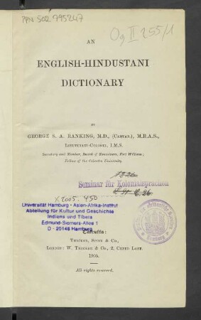 An English-Hindustani Dictionary