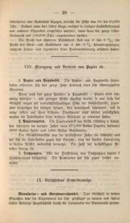 IX. Verschiedene Erwerbszweige.