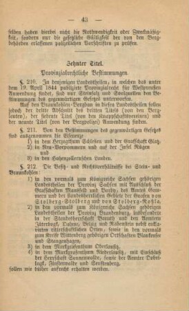 Zehnter Titel. Provinzialrechtliche Bestimmungen.