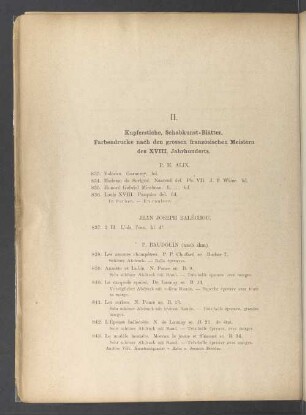 II. Kupferstiche, Schabkunst-Blätter, Farbendrucke nach den grossen französischen Meistern des XVIII. Jahrhunderts