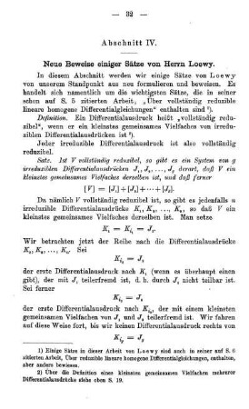 Abschnitt IV. - Neue Beweise einiger Sätze von Herrn Loewy.
