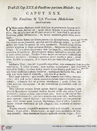 Caput XXX: De Functione et Vsu Partium Muliebrium internarum
