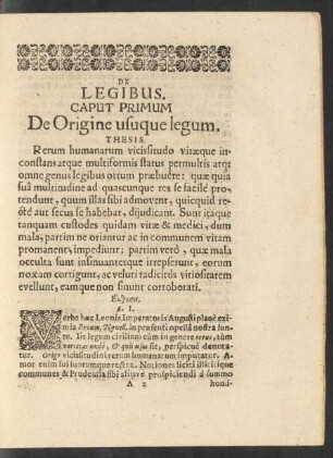 De Legibus. Caput Primum De Origine usuque legum.