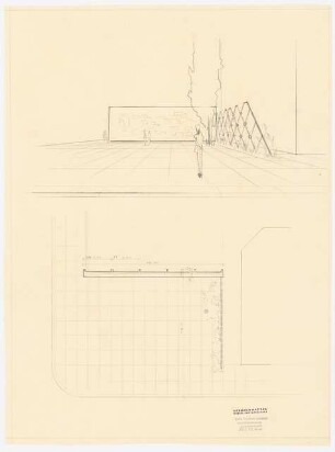 Büssing-Denkmal, Braunschweig: Grundriss und perspektivische Ansicht