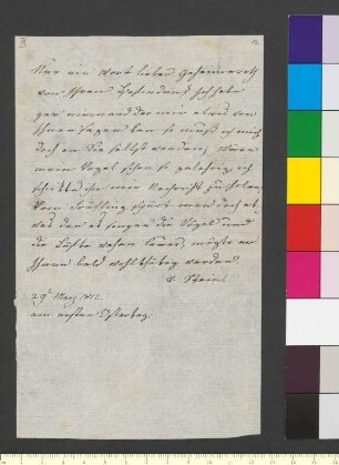 Brief von Stein, Charlotte von an Goethe, Johann Wolfgang von