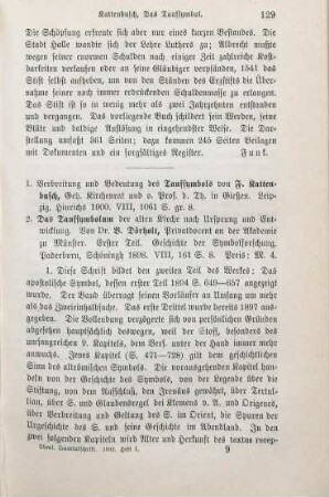 129-133 [Rezension] Kattenbusch, Ferdinand, Verbreitung und Bedeutung des Taufsymbols