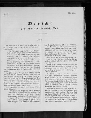 Nr. 9. Bericht des Bürger=Ausschusses. Mai 1864.