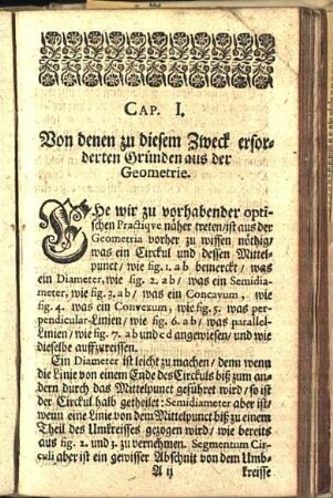 Cap. I. Von denen zu diesem Zweck erforderten Gründen aus der Geometrie.