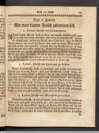 Das 6. Kapitel. Wie man Lamm-Fleisch zubereiten soll.