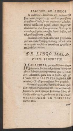 De Libro Malachiae Prophetae.