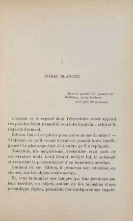 I. Magie blanche