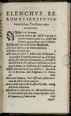 Elenchus Rerum et Sententiarum