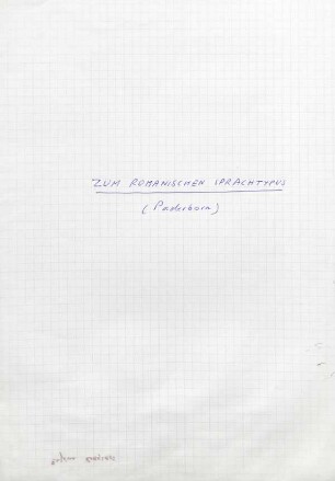 11-12, Zum romanischen Sprachtypus (Paderborn)