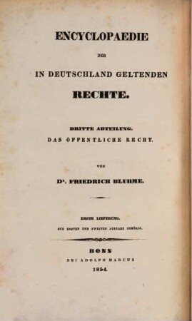 Encyclopaedie der in Deutschland geltenden Rechte. III,I