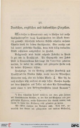 XV. Deutsches, englisches und italienisches Porzellan
