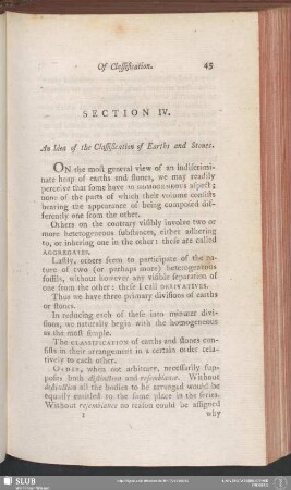 Section IV. An Idea of the Classification of Earths and Stones