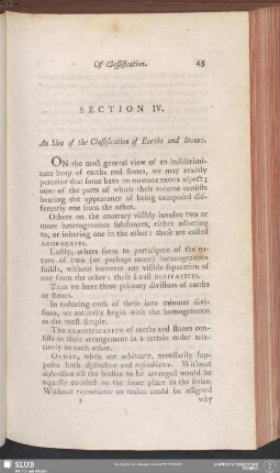 Section IV. An Idea of the Classification of Earths and Stones