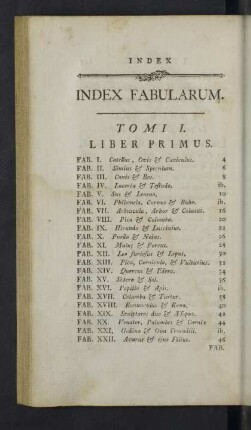 Index fabularum. Tomi I.