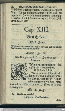 Cap. XIII. Vom Gebett