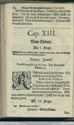 Cap. XIII. Vom Gebett