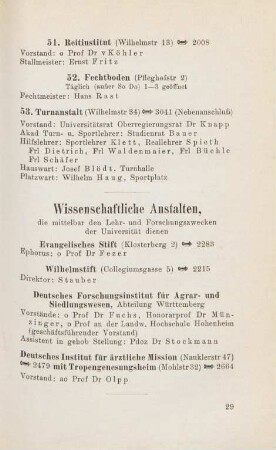 29, Wissenschaftliche Anstalten