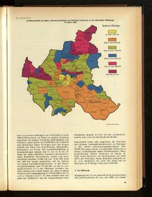 Schaubild 3: Durchschnittlich auf einen Lohnsteuerpflichtigen entfallender Bruttolohn in den Stadtteilen Hamburgs im Jahre 1968