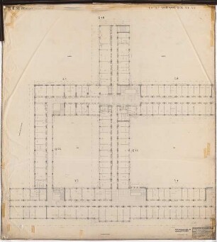 Reichsluftfahrtministerium, Berlin: Teilgrundriss L4/L5/Q4/Q5/V4/V5 1:100 (3. OG)
