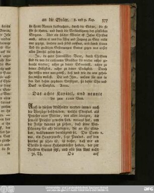 Das achte Kapitel, und neunte bis zum 12ten Vers.