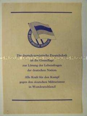 Flugblatt der DSF zur Frage der deutschen Einheit