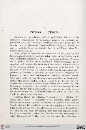 V: Perikles - Lykurgos