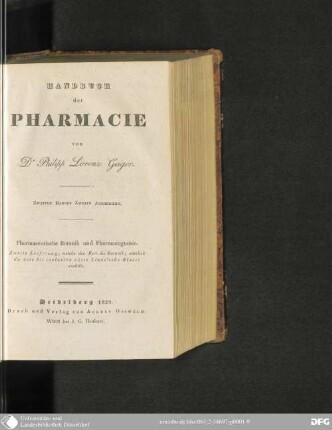 2 Abth. 2. Pharmazeutische Botanik und Pharmacognosie Lfg. 2: ... welche den Rest der Botanik, nämlich die 6ste bis inclusive 24ste Linne'sche Klasse enthält