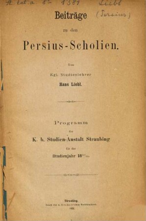 Beiträge zu den Persius-Scholien
