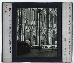 Köln, Dom : Westfassade Portalzone, Straßensituation um 1925