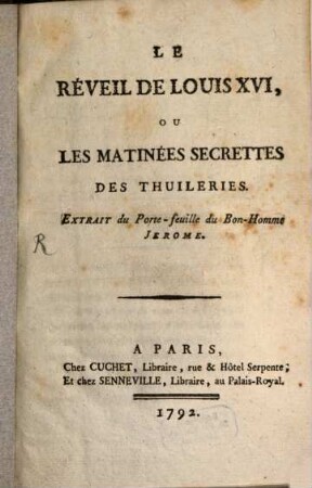 Le Reveil de Louis XVI ...