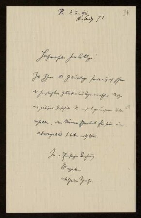 Brief von Unbekannt an Otto von Gierke, 11.1.1921