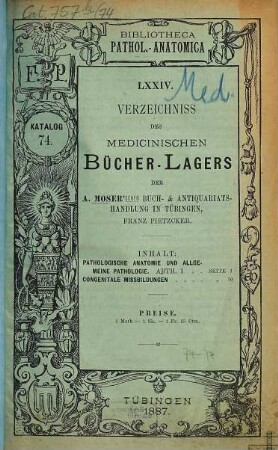 Katalog. 74. 1887 = Abth. 1